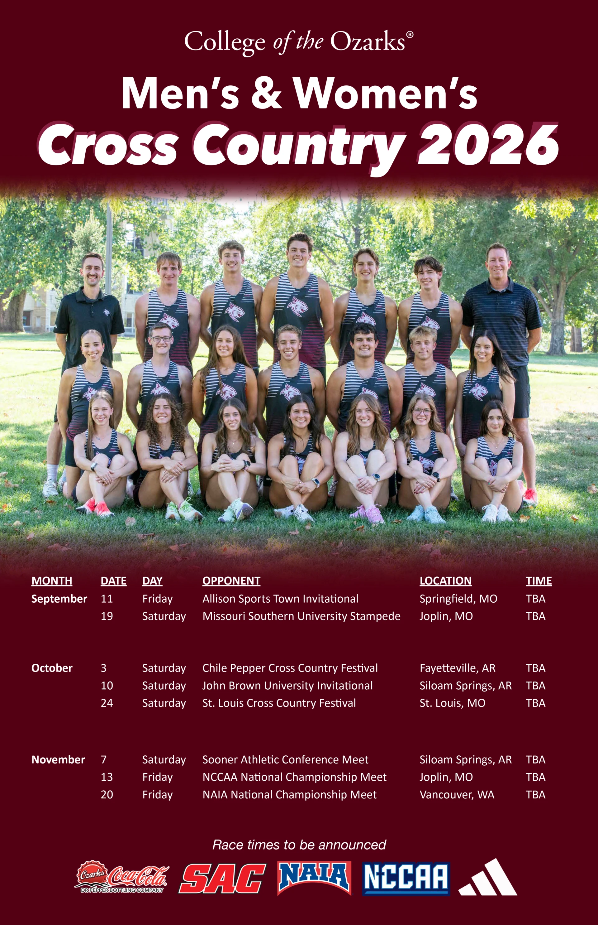 Men's and women's Cross Country Poster for the 2025 season